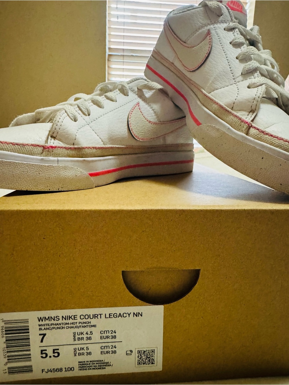 Nike Women's White Sneakers with Pink Accents